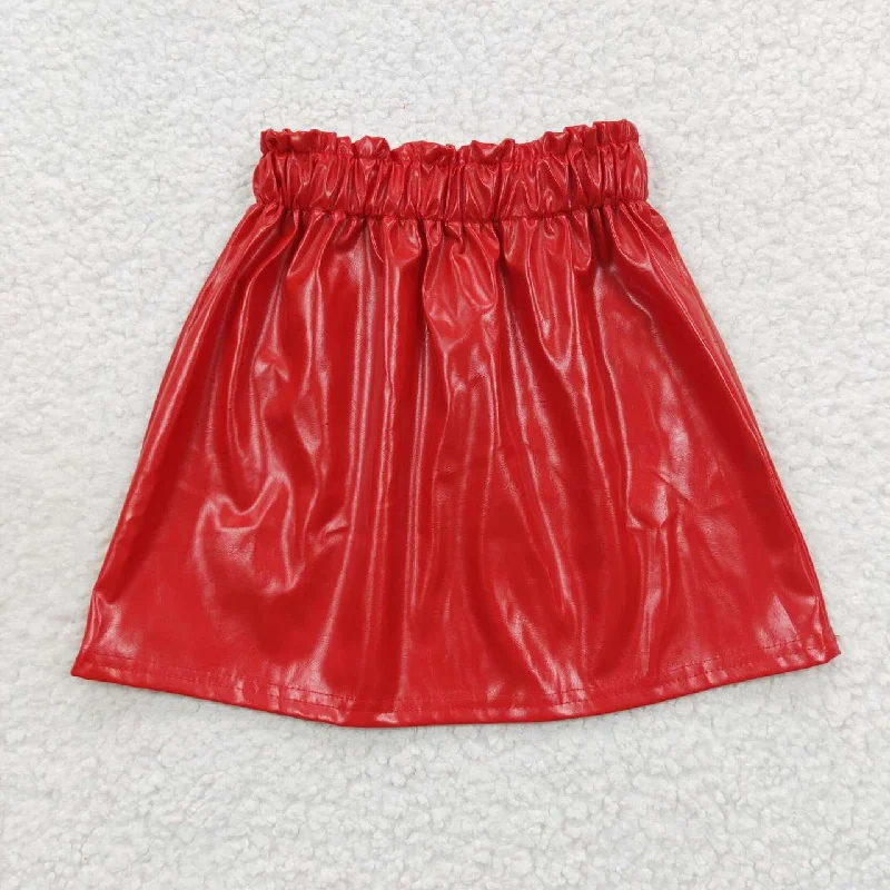 red leather Short skirt leather skirt sleek