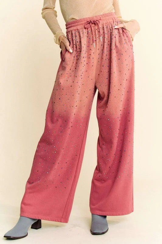 Hazel Blues® | Davi & Dani Rhinestone Drawstring Wide Leg Pants Stylish Slim Trousers Hazel Blues® | Davi & Dani Rhinestone Drawstring Wide Leg Pants Stylish Slim Trousers