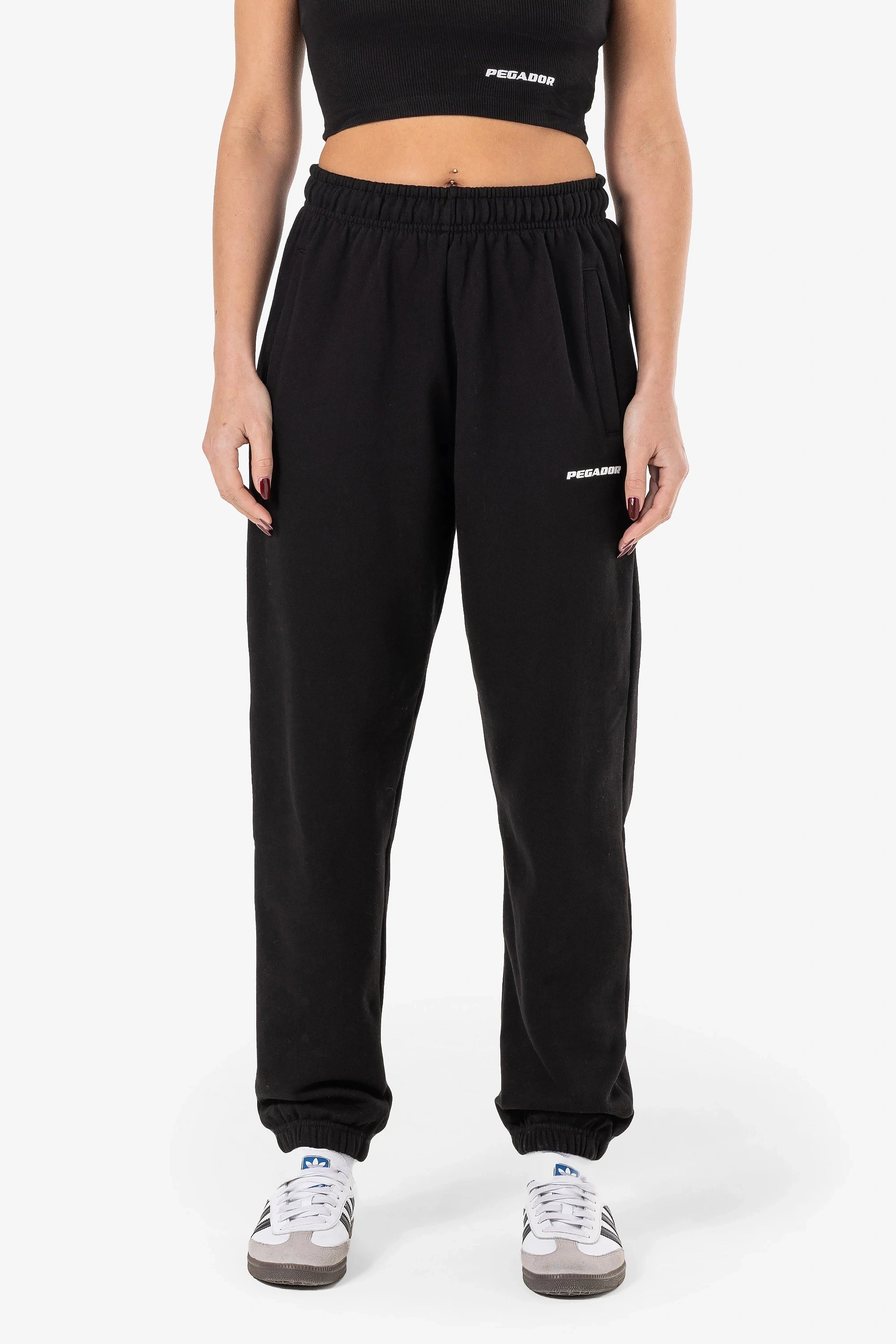 Villa High Waisted Sweat Pants Black White Gum Warm Wool Trousers