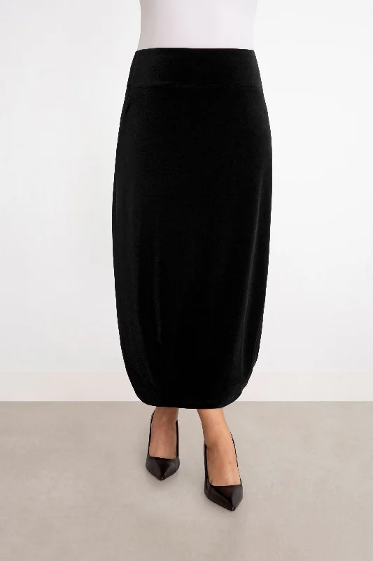 Sympli Savvy Velvet Pleat Hem Skirt - Style V3613 leather skirt sleek