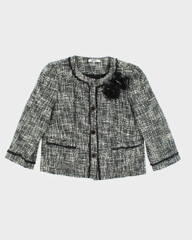 DKNY Cropped Blazer Jacket - M Satin Fabric Silk Fabric Chiffon Fabric