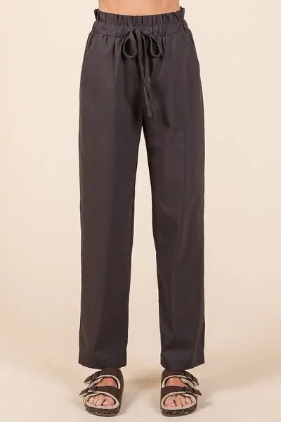 Hazel Blues® |  Mittoshop Paperbag Waist Tapered Straight Pants Trendy Printed Pants