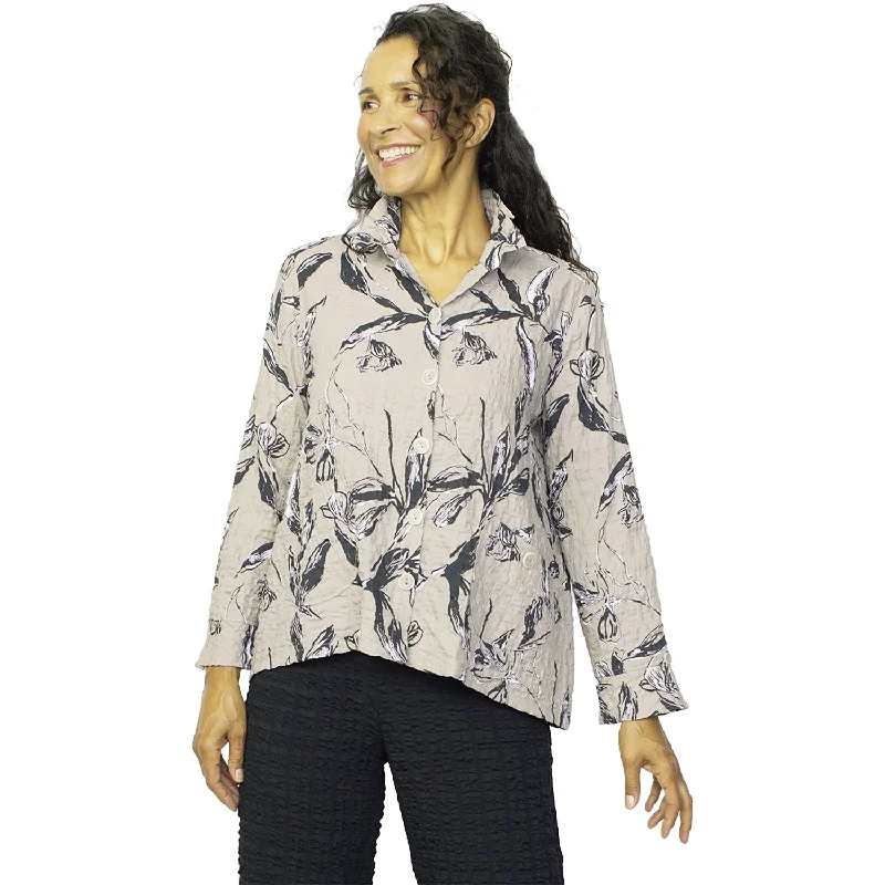 Women's Habitat Scoop Pocket Retro Jacket Taupe Floral Jacket Blazer Coat