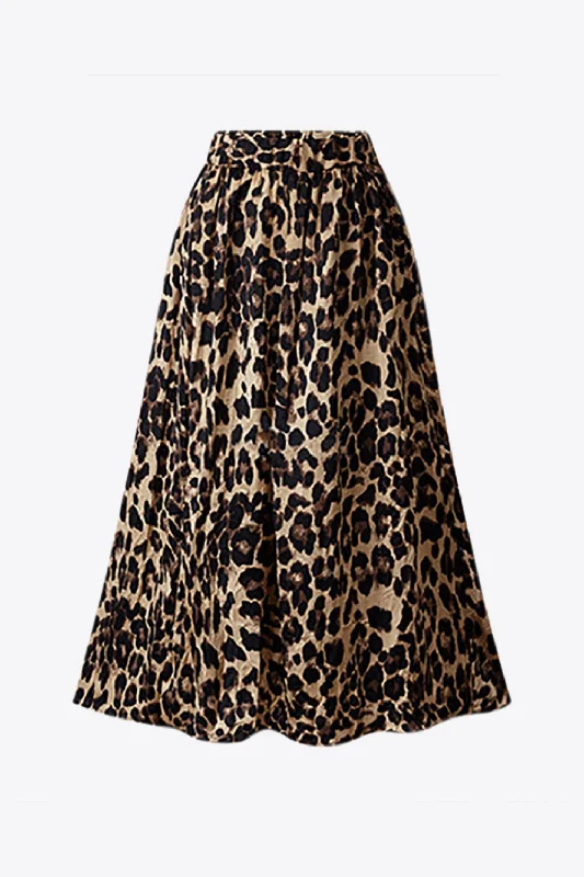 Plus Size Leopard Print Midi Skirt wool skirt warm
