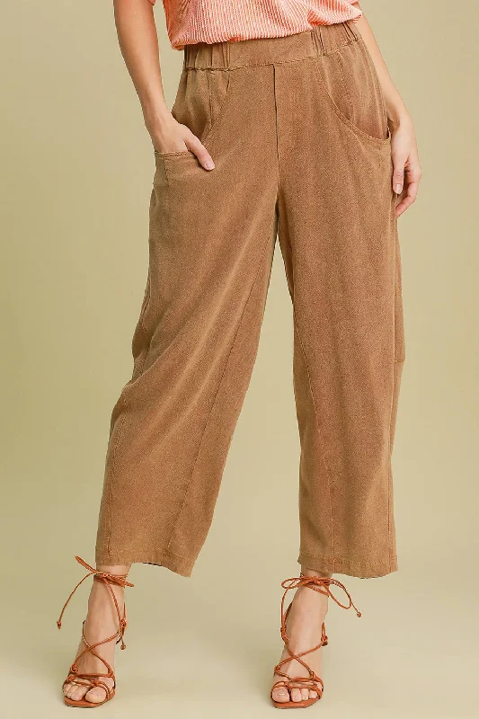 Hazel Blues® |  Umgee Elastic Waist Baggy Fit Pants with Pockets Trendy Work Pants