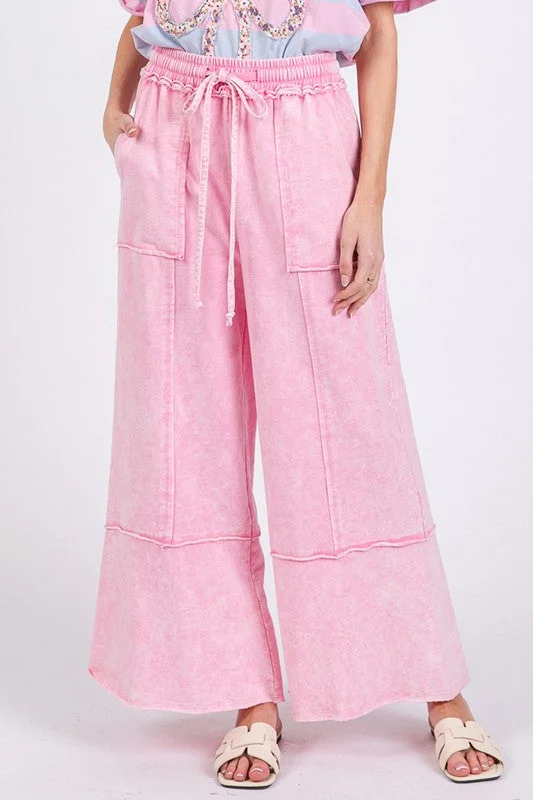Hazel Blues® |  SAGE + FIG Mineral Washed Terry Wide Leg Pants Classic Chino Pants