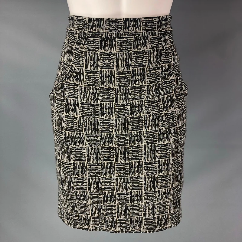 ALEXANDER WANG Size 4 Black & Grey Virgin Wool Blend Skirt velvet skirt glossy
