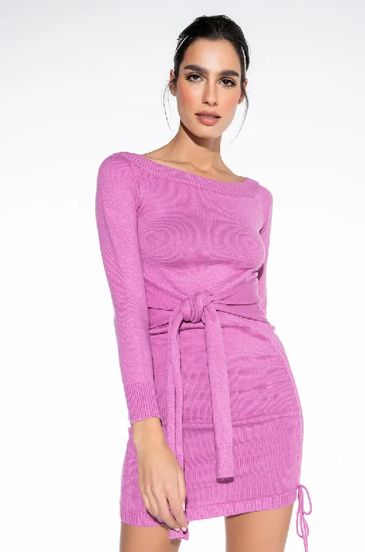 BE SWEET OFF THE SHOULDER SWEATER DRESS Graphic Sweater Embroidered Appliqued