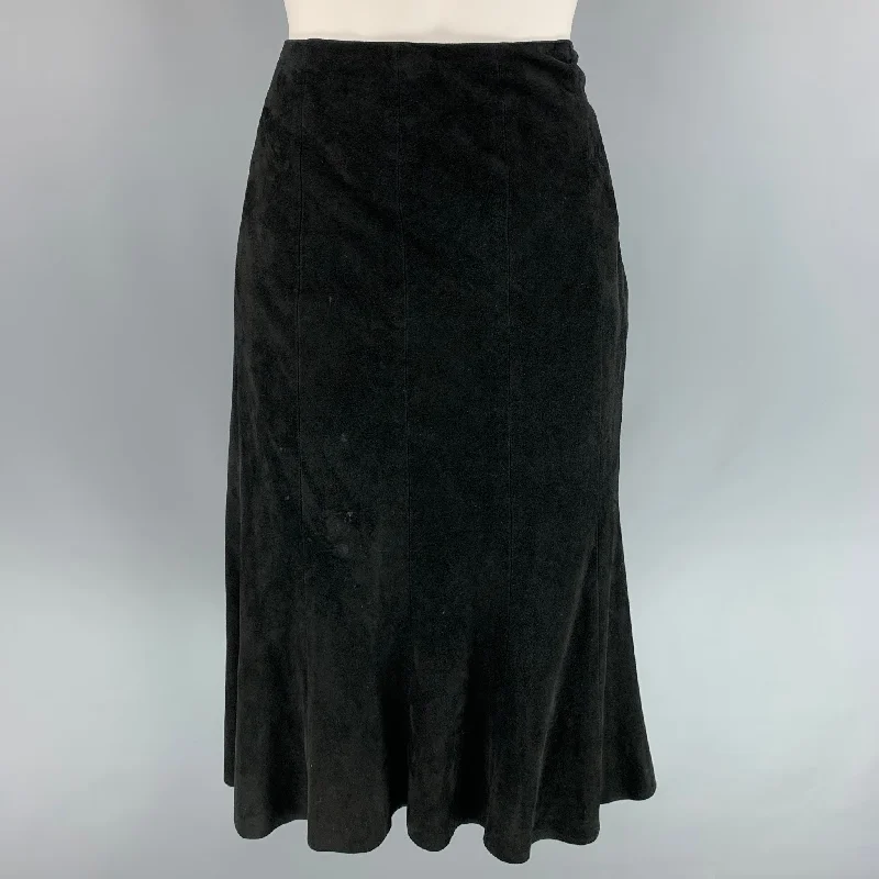 RALPH LAUREN Black Label Size 10 Black Suede Mid-Calf Tulip Skirt wool skirt sturdy