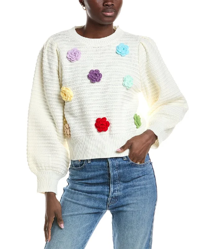 Gracia Floral Crochet Sweater Satin Fabric Silk Fabric Chiffon Fabric