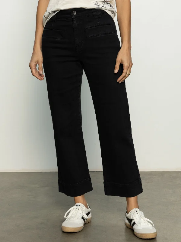 Voyage Standard High Rise Crop Pant Black Chic Slim Fit Pants