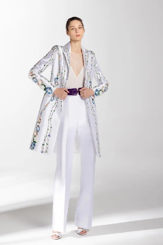 Beaded Mikado jacket with pants Classic Cropped Pants