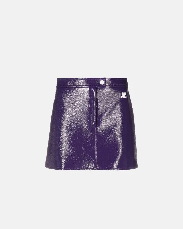 Courreges Skirt Vinyle Reedition Purple silk skirt luxurious