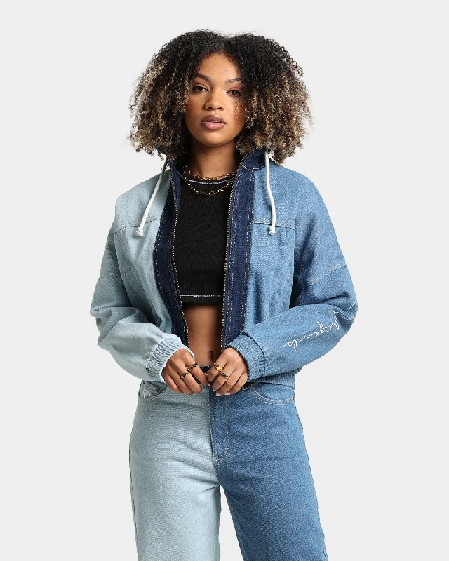 Karl Kani Women's Originals Block Denim Jacket Blue Toggled Jacket Drawstring Jacket Belted Jacket Karl Kani Women's Originals Block Denim Jacket Blue Toggled Jacket Drawstring Jacket Belted Jacket