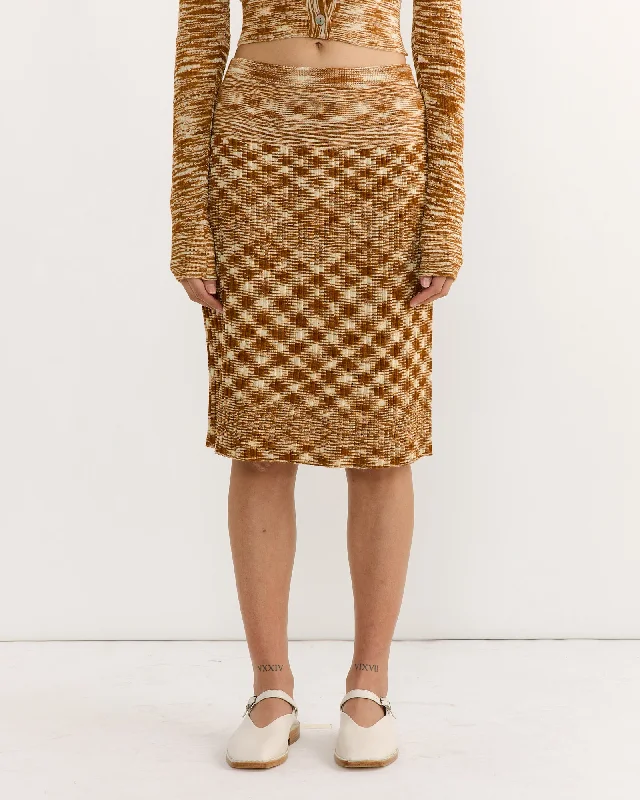 Vaz Skirt in Burnt Orange Spacedye velvet skirt luxurious