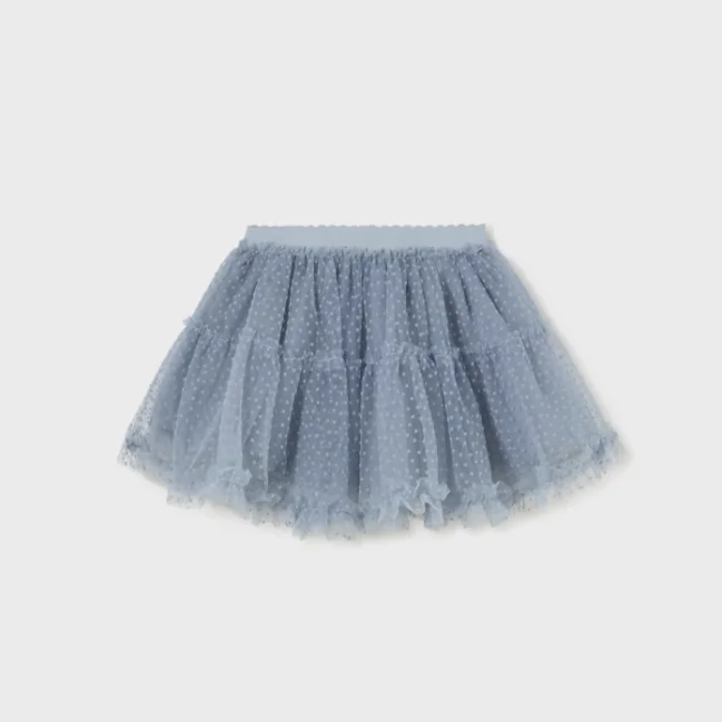 2967 Mayoral Toddler Girls Textured Tulle Skirt - Bluebell floral skirt print