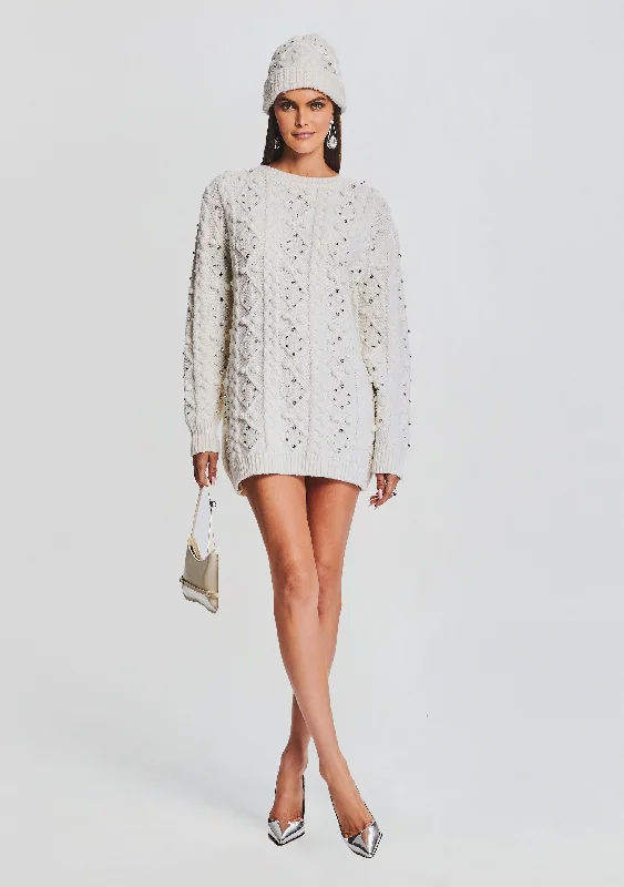 Maple Embellished Sweater Dress Satin Blend Silk Blend Wool Blend