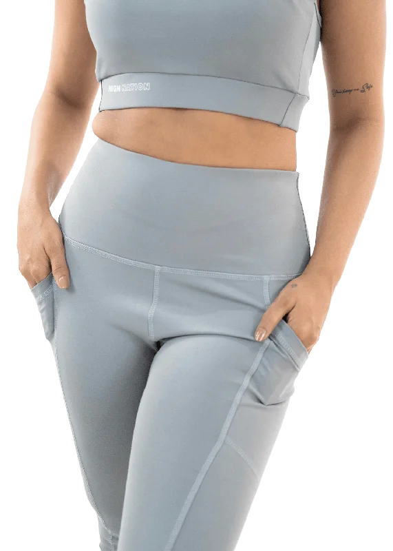 Grey High Waist Capri Pant Chic Faux Leather Pants