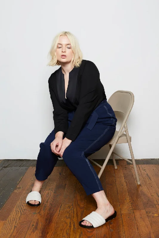 Standards & Practices Marina Pants - Midnight Blue Trendy High-Waist Trousers