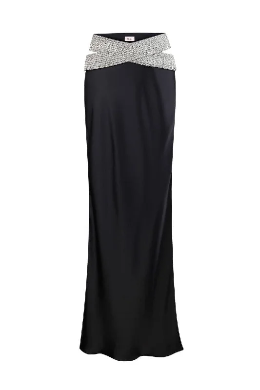 BLACK ETERNITY EMBELLISHED MAXI SKIRT patchwork skirt art