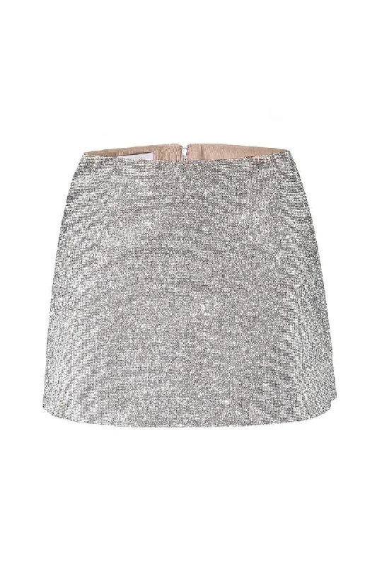 CAMILLE CRYSTAL-EMBELLISHED MINI SKIRT silk skirt luxurious