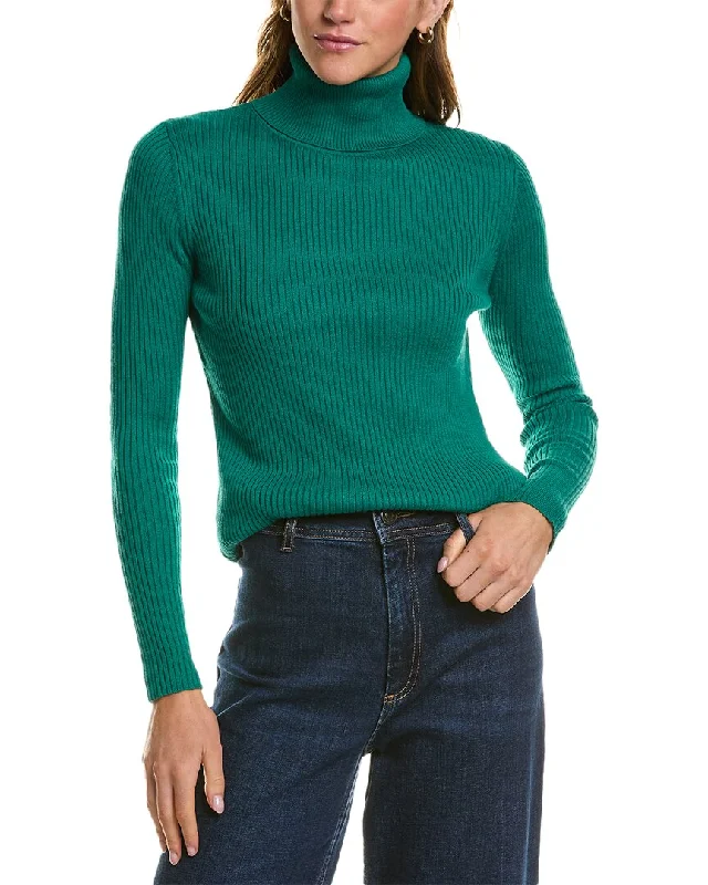 Hannah Rose Turtleneck Cashmere-Blend Sweater Transparent Opaque Sheer