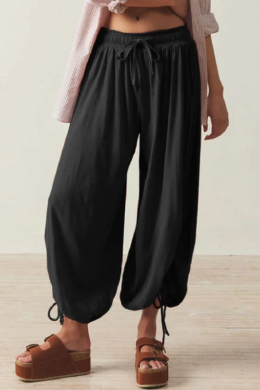 Hazel Blues® |  Drawstring Ruched Pants Classic Straight-Leg Pants