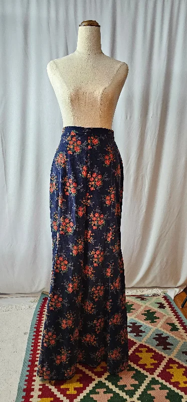 70S VELVET PRAIRIE MAXI SKIRT SMALL denim skirt stylish