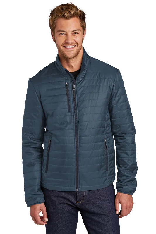 Port Authority Mens Water Resistant Packable Puffy Full Zip Jacket - Regatta Blue/River Navy Blue Tiered Jacket Buttoned Jacket Zippered Jacket Port Authority Mens Water Resistant Packable Puffy Full Zip Jacket - Regatta Blue/River Navy Blue Tiered Jacket Buttoned Jacket Zippered Jacket