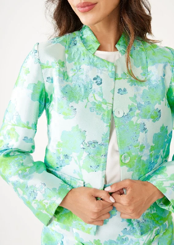 Onassis Jacket Green Abstract Brocade Lace Jacket Ribbed Jacket Sequined Jacket