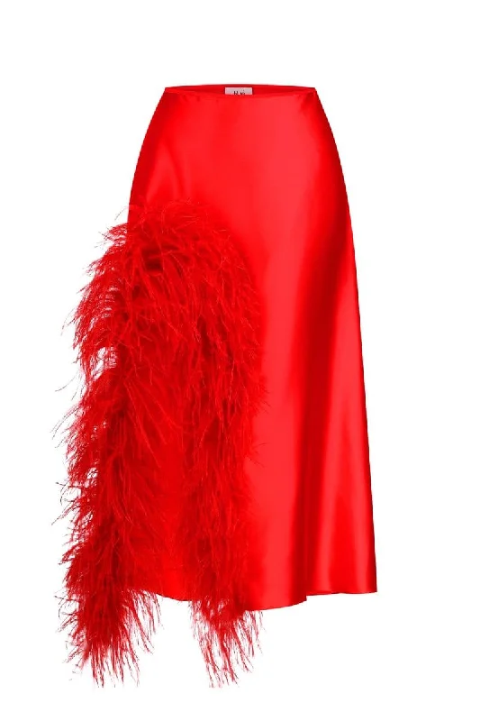 CULT MIA X NUÉ STUDIO LAETITIA SKIRT FEATHERS flowy skirt hem