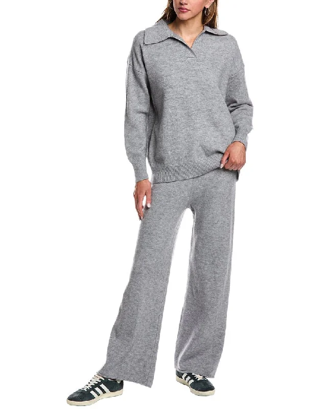 REVERIEE 2pc Sweater & Pant Set Chenille Blend Fleece Blend Nylon Blend