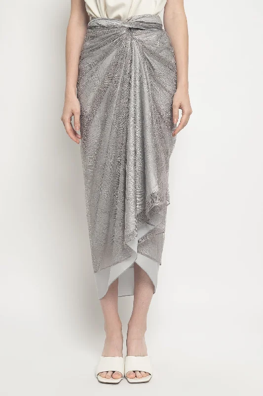 Alisya Skirt in Dark Grey satin skirt smooth