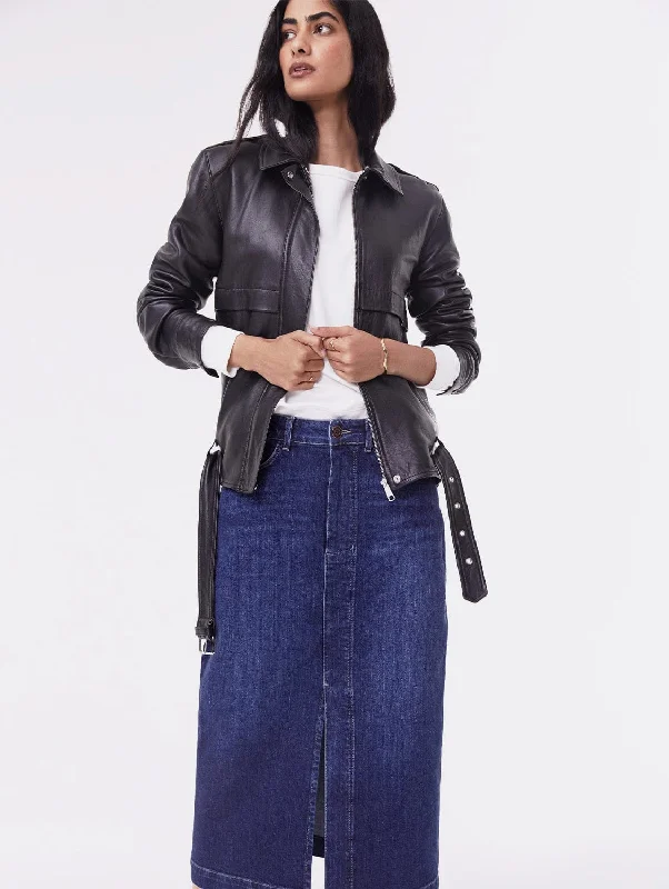 Emilia Organic Cotton Skirt | Dark Indigo denim skirt fashionable