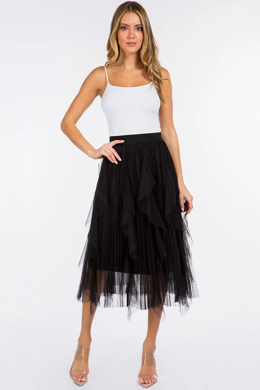 Black Tulle Skirt silk skirt lustrous