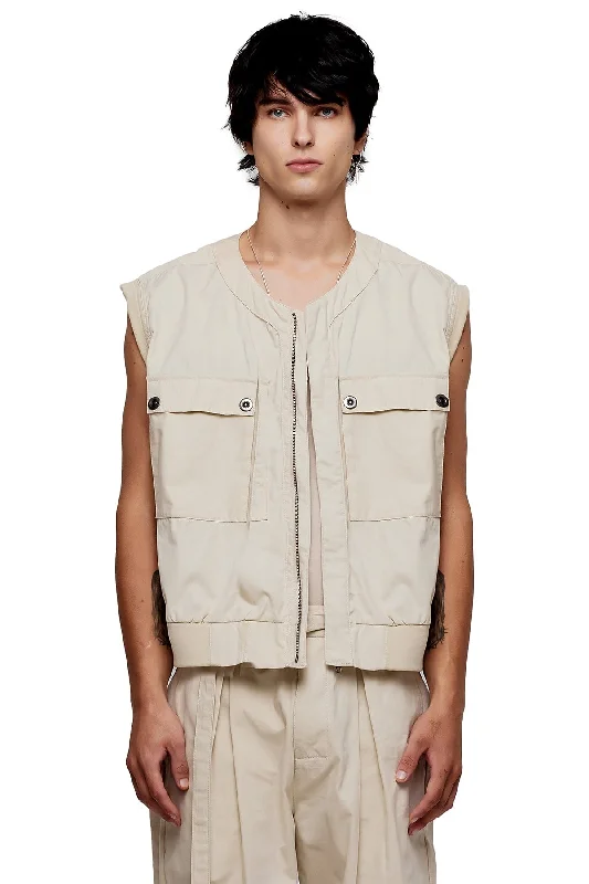 SLEEVELESS JACKET IN BONE One-Shoulder Jacket Off-the-Shoulder Jacket Asymmetrical Jacket