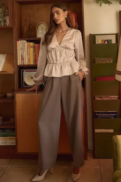Hazel Blues® | Mittoshop Inverted Pleat Detail Wide Leg Pants Comfortable Cargo Pants Hazel Blues® | Mittoshop Inverted Pleat Detail Wide Leg Pants Comfortable Cargo Pants