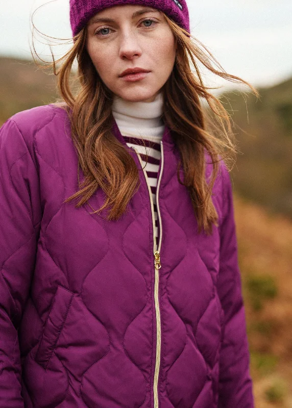 ST IZIA - Quilted Zip-up Puffer Jacket (PLUM) V-Neck Jacket Boat Neck Jacket Square Neck Jacket ST IZIA - Quilted Zip-up Puffer Jacket (PLUM) V-Neck Jacket Boat Neck Jacket Square Neck Jacket
