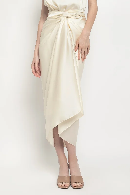 Aisyah Skirt In Light Buttercream wrap skirt elegant