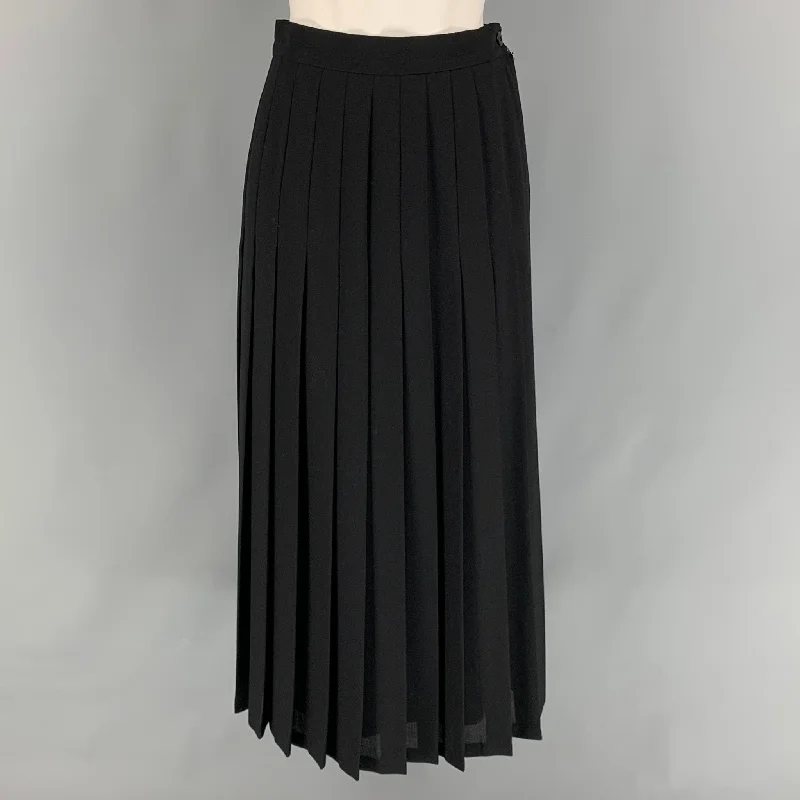 ESCADA Size 8 Black Wool Pleated Maxi Skirt pencil skirt chic