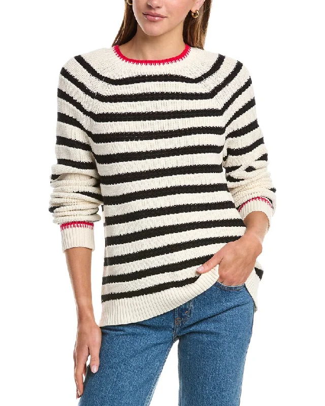525 America Textured Stripe Saddle Sweater Front Pockets Side Pockets Patch Pockets