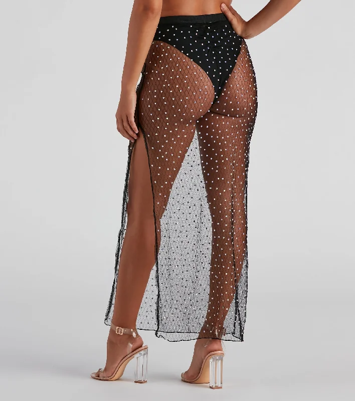 Glitzy Poolside Vibes Maxi Skirt a-line skirt cut