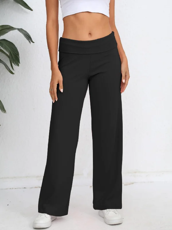 Hazel Blues® |  Elastic Waist Wide Leg Pants Fashionable Tapered Leg Pants