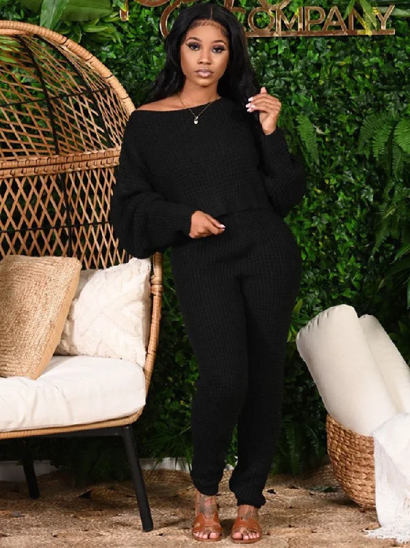 Two Piece Sweater Pullover Long Pants Lightweight Jogger Pants