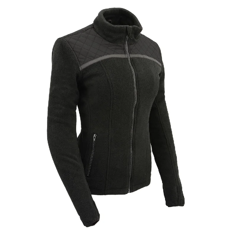 Milwaukee Leather MPL2784 Women's Black Micro Fleece Jacket with Reflective Stripes Elasticated Jacket Padded Jacket Insulated Jacket Milwaukee Leather MPL2784 Women's Black Micro Fleece Jacket with Reflective Stripes Elasticated Jacket Padded Jacket Insulated Jacket
