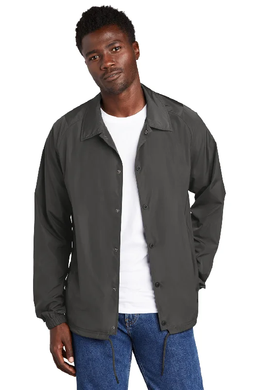 New Era Mens Water Resistant Snap Down Coach's Jacket - Graphite Grey Fitted Jacket Loose Jacket Oversized Jacket New Era Mens Water Resistant Snap Down Coach's Jacket - Graphite Grey Fitted Jacket Loose Jacket Oversized Jacket