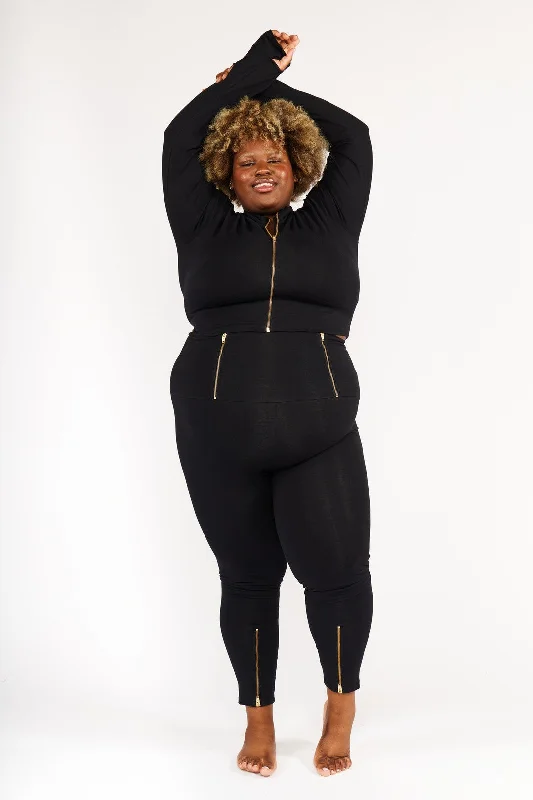 Super High waisted FOUR ZIP tib pants! Regular Length in Black Soft Wool Pants