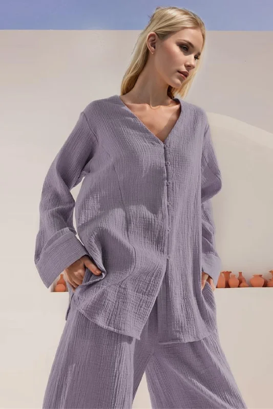 Hazel Blues® | Basic Bae Buttery-Soft V-Neck Long Sleeve Top and Pants Set Comfortable Denim Pants Hazel Blues® | Basic Bae Buttery-Soft V-Neck Long Sleeve Top and Pants Set Comfortable Denim Pants