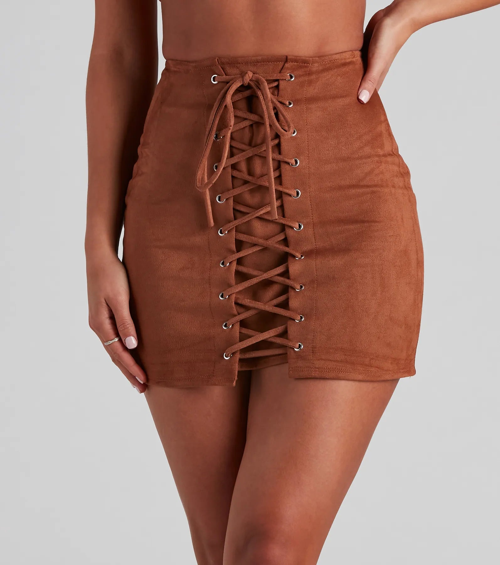 Next Level Faux Suede Mini Skirt linen skirt light