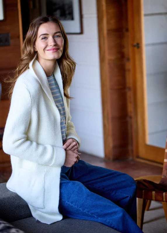 MANE - Long Shawl Collar Jacket | Mohair blend (WHITE) Knit Fabric Woven Fabric Fleece Fabric MANE - Long Shawl Collar Jacket | Mohair blend (WHITE) Knit Fabric Woven Fabric Fleece Fabric